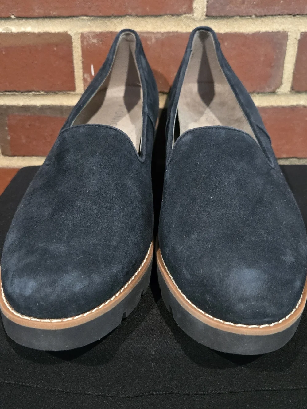 Vionic Willa Wedge Water Repellent Navy‎ Suede Slip On Loafers Comfort Size 11